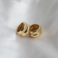 Bagues Statement Chunky Double Couche en Or Uni 18K Haut de Gamme, Bijoux Tendance en Acier Inoxydable Plaqué Or Simple