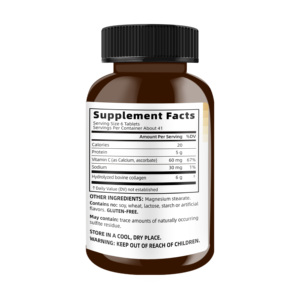 ผู้ผลิตอาหารเสริมคอลลาเจนแบรนด์ส่วนตัวที่ดีที่สุด ผสมวิตามินซีเพื่อสุขภาพเส้นผมและข้อต่อ 250 เม็ด - Product Image 4