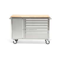 Armoire à outils roulante 48 pouces à 4 tiroirs avec établi en acier inoxydable anti-empreintes digitales Support OEM personnalisable
