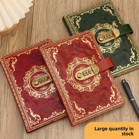 Carnet en cuir PU gaufré vintage avec logo personnalisé, serrure à code, format A5, journal secret avec feuille d'or de luxe, pour cadeau promotionnel