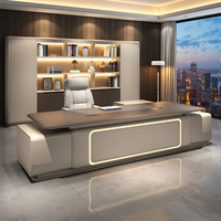 Bureau de direction moderne de luxe à assemblage facile, ensemble table et chaise de bureau en MDF avec base en acier modulaire