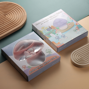Assiette en silicone divisée anti-déversement pour enfants, ensemble d'alimentation sûr pour les aliments, bol, cuillère, fourchette, <span class=keywords><strong>vaisselle</strong></span>, <span class=keywords><strong>coffret</strong></span> cadeau personnalisé - Product Image 5