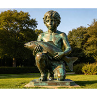 Sculpture de jardin en bronze décorative pour parc extérieur, représentant des enfants assis sur un banc (garçon et fille), moulée en métal, sur mesure.
