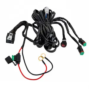 Custom LED Light Bar Wiring Harness 12V Auto Wire Kits Harness to Control One light Two Lights with Deutsch DT connector