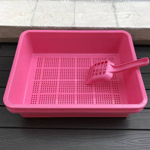 <span class=keywords><strong>Bac</strong></span> à <span class=keywords><strong>litière</strong></span> semi-fermé pour chat avec tamisage, <span class=keywords><strong>double</strong></span> couche, portable, compatible avec les litières en granulats de pin pour chat de grande taille - Product Image 1