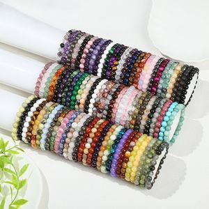 Venta al por mayor pulseras de cuentas de cristal de cuarzo de piedra natural 6/8/10mm ágata <span class=keywords><strong>mano</strong></span> Cadena de piedras preciosas pulseras de cuentas sueltas para mujeres bola - Product Image 1