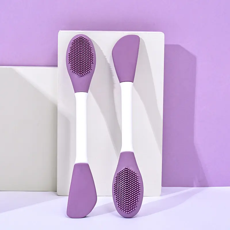 HMU Portable Double-Sided Wholesale Lip Scrub Exfoliator Facial Massage Cleansing Tool Soft Silicone Face Mask Brushes