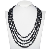 Collier de perles d'eau douce de riz naturel véritable de 47 pouces de long, bijoux de perles de culture d'eau douce