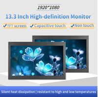 Écran tactile capacitif/résistif industriel de 13,3 pouces 1920x1080 à cadre ouvert, monté au mur, avec HDMI, VGA, USB