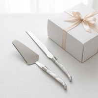 Ensemble de coupe-gâteau professionnel élégant en acrylique transparent avec poignée carrée, couteau à pain dentelé multi-usages pour mariage