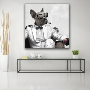 FREE CLOUD Home Decorative Handmade Modern Picture Dog Animal Abstract Wall Art Oil Paintings On Canvas