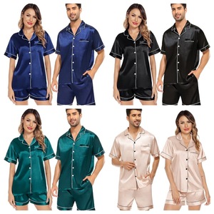 Conjunto de Pijamas de Seda Satin com Logo Personalizado para Mulheres, Manga Curta, 2 Peças, Roupas Casuais para Casa, Pijamas para Mulheres - Product Image 2