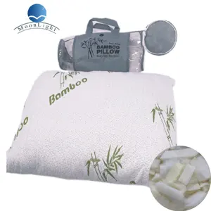 Shredded memória espuma dormir travesseiro Hotel bambu travesseiros tampa removível