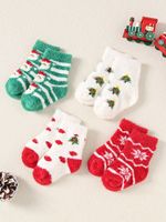Chaussettes pour bébé de 0 à 3 ans, motif arbre de Noël et Père Noël, chaussettes en polaire corail épaisses, chaussettes d'hiver confortables pour l'intérieur