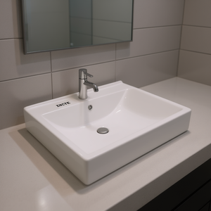 Lavabo en céramique Dlit, 23,6 x 18,1 pouces, rectangulaire, à fixation murale pour salle de bain - Product Image 2