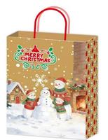Sac en papier kraft de Noël en gros, 120 g/m², vert, compostable, recyclable, avec poignée en corde, pour emballage de boulangerie et foire artisanale