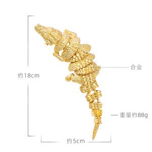 Xiliangfeizi trâm cài cá sấu cổ điển xuyên biên giới, trâm cài cá sấu động vật hợp kim có thể di chuyển, phụ kiện quần áo nam - Product Image 4