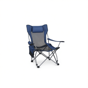 Silla Plegable para Camping Cjly, Estructura de Acero, Respaldo Reclinable Azul, Portavasos, Bolsillo Lateral, Silla para Jardín y Exteriores - Product Image 1