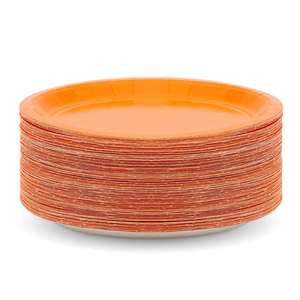 Disposal <b>Paper</b> Plate Round 9 Inches CMYK Neon <b>Orange</b> for Halloween 350gsm White BoardFDA Approved Party Supplies - Product Image 3