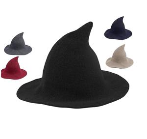 หมวกแม่มดสำหรับผู้หญิงหมวกขนสัตว์ปีกกว้างหมวกถักนิตติ้งสำหรับปาร์ตี้หน้ากากคอสเพลย์ G25-493ทุกวัน - Product Image 1