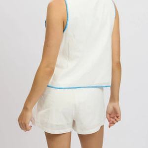 Conjunto de Lino Casual para Mujer, Estilo Nuevo, a la Moda, Bordado, Sexy, sin Mangas, de Dos Piezas, Traje de Algodón, Venta Caliente 2025, OEM - Product Image 3