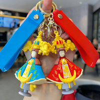 Großhandel Bestseller 3D Gummi Anime Cartoon Puppe Figur Niedlicher Schlüsselanhänger Weicher PVC-Schlüsselanhänger