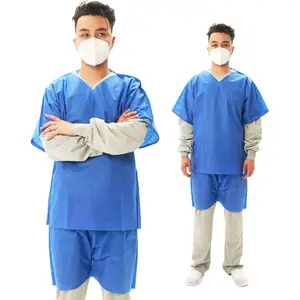 Wholesale Lab Coat Nurse Scrub Suit Disposable Medical Isolation Work Gown Patient Hospital Suit