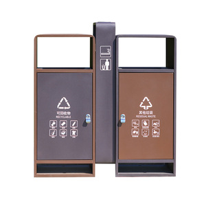 ถังขยะโลหะทรงสี่เหลี่ยมสำหรับกลางแจ้ง วัสดุแผ่นเหล็กหนา 0.8 มม. - Product Image 1