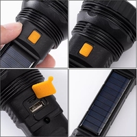 Lampe de poche Rechargeable USB/solaire, torche tactique Super lumineuse, pour l'extérieur, Portable, LED Power Bank, lampe de Camping