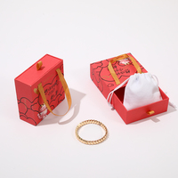 Caja de Regalo Cuadrada Deslizable Personalizada al por Mayor para Joyería, Collares, Anillos y Pendientes con Asa de Cinta y Logotipo