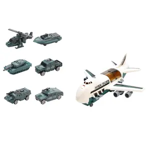 2pcs mini metal military vehicles storage friction aircraft model with light music