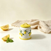 Pot de rangement en céramique citron avec couvercle jaune pour sel et sucre de cuisine, cadeau original, style nordique, ornement de table, décoration intérieure