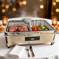 304 Edelstahl Restaurant Buffet Chafing Dish Volle Größe 9L Hydraulisch Elektrisch Manuelle Temperaturregelung 85-100°C Buffet