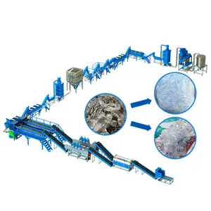 Mesin daur ulang botol PET otomatis penuh 1500kg/jam mesin baru atau digunakan untuk pelstruktur plastik dengan penghilang Label