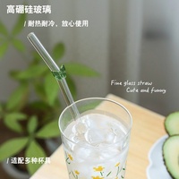 Pailles en verre transparentes réutilisables, courbées, mignonnes, colorées, papillon, fleur, champignon, cœur d'amour, pour smoothies, boissons, milkshakes, jus