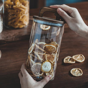 Tanque de almacenamiento sellado de vidrio para granos de café de cáscara de naranja multigrano de cocina, tanque de almacenamiento de cubierta de madera maciza de varios tamaños de gran capacidad - Product Image 3