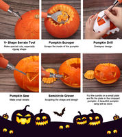Juego de Herramientas para Tallar Calabazas de Halloween, 5 Piezas, Acero Inoxidable, Venta al Por Mayor