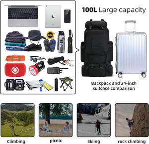 Mochila de Senderismo de 100L para Camping, Apta para Montañismo y Deportes al Aire Libre, con Múltiples Compartimentos, para Hombre - Product Image 4