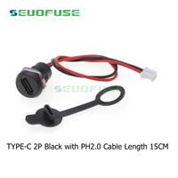 Connecteur USB-C 2Pin Type-C Étanche PH 2.0 Écrou Verrouillage Panneau Montage TPC Étanche Charge Rapide Jack Por
