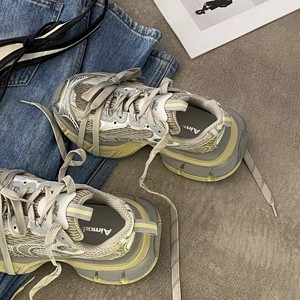 Baskets Chunky pour femmes respirantes à semelle épaisse et talon moyen, décontractées pour le quotidien, avec lanières croisées et design color block - Product Image 2