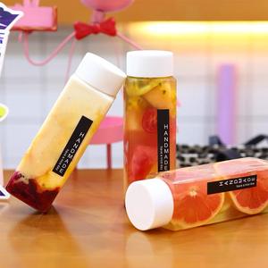 Bouteille en Plastique Carrée pour Jus de Limonade et Boissons Froides de 12/14/16 oz, avec Couvercle Vissé Noir ou Blanc, Vente en Gros - Product Image 4