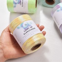 Fil à crocheter holographique coréen populaire de 1 mm, irisé argenté, à âme filée, motif teint, pour bricolage et couture artisanale