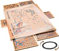 Planche à puzzles rotative en bois (convient aux puzzles jusqu'à 35 x 26) avec 6 tiroirs de rangement