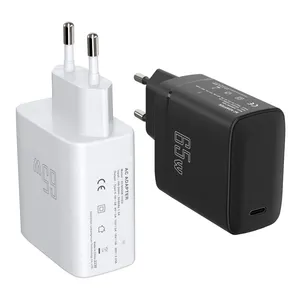 GaN 65W USB Type C PD Wall Charger Direct Plug in Fast Charging Socket Mobile Phone Travel Adaptor EU CE Mini Portable OEM