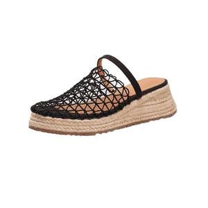 Sandales compensées en liège pour femme, matériau naturel, plateforme à semelle épaisse, chaussures d'été, sandales tressées pour femme - Product Image 5