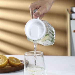 Caraffa in Vetro Trasparente di Grande Capacità per Acqua Fredda, Resistente alle Alte Temperature, Set Domestico con Motivo Glaciale, Design Moderno - Product Image 2