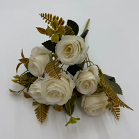 Bouquet de fleurs artificielles PT-R176, magnifiques mini-roses à 6 têtes, à volants, aux couleurs d'automne, décorations pour la maison, les mariages et Thanksgiving
