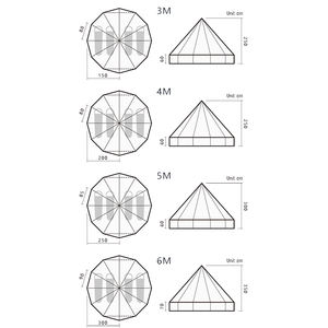 Vente en gros de tentes Zelt 3M 4M 5M 6M en Oxford, résistantes au vent, pour le camping et la randonnée, tentes de luxe de type pyramide indienne, yurt, <span class=keywords><strong>tipi</strong></span>, glamping - Product Image 3