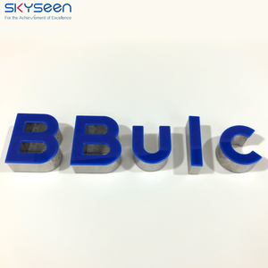 SKYSEEN personnalisé 3D métal lettres <span class=keywords><strong>bleu</strong></span> acrylique signe en acier inoxydable pour extérieur Durable affichage nom de l'entreprise bâtiments bureau - Product Image 3