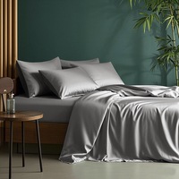Summer Cool White 400TC Housse de couette en fibre de bambou Couleur solide Draps ajustés et plats Ensembles de literie organiques